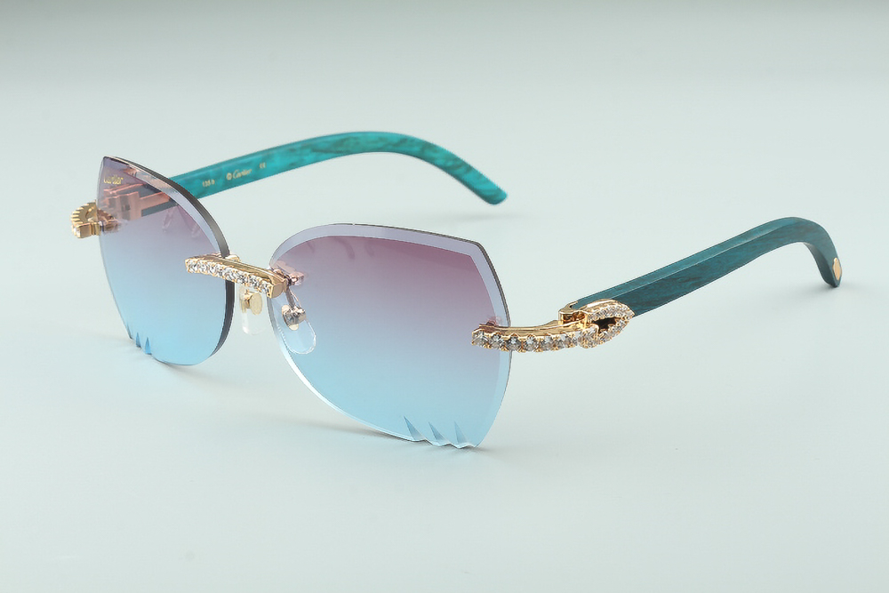 Diamond Teal Carti Woods Sunglasses (Purple and Blue Butterfly Lenses) 