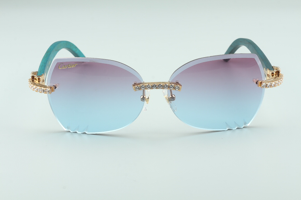 Diamond Teal Carti Woods Sunglasses (Purple and Blue Butterfly Lenses) 