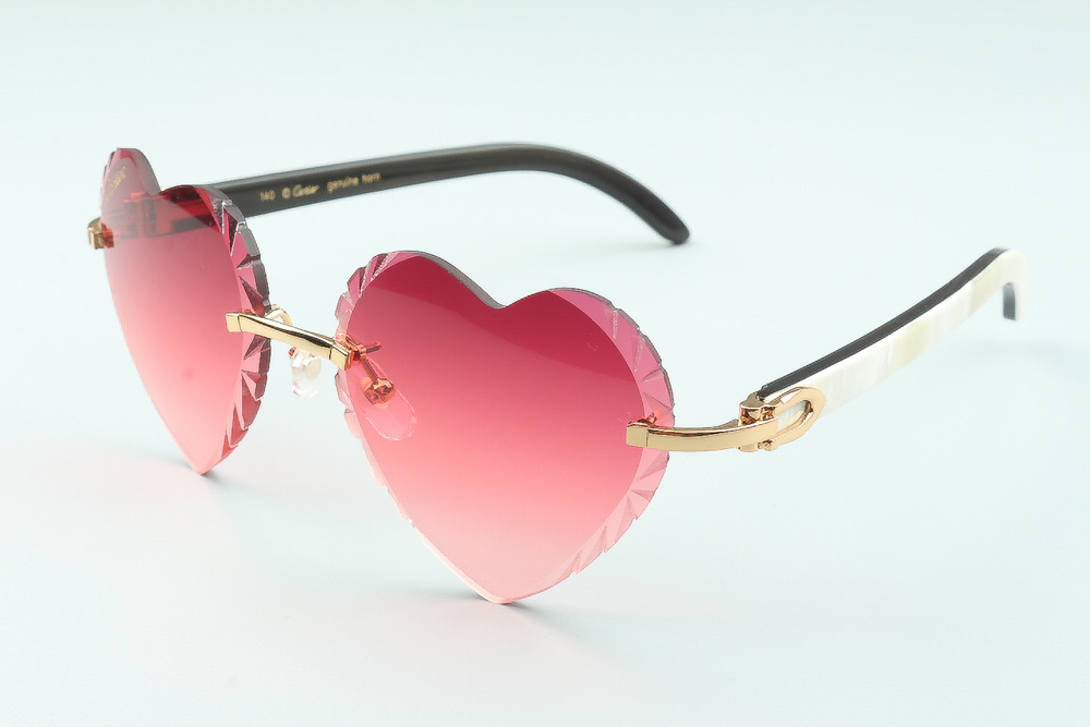  Diamond-Cut Heart-Shaped Carti White Buffs (Pink Tint)