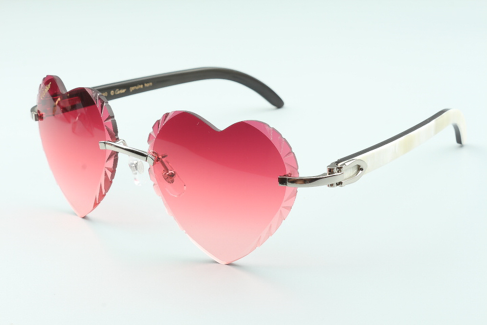  Diamond-Cut Heart-Shaped Carti White Buffs (Pink Tint)