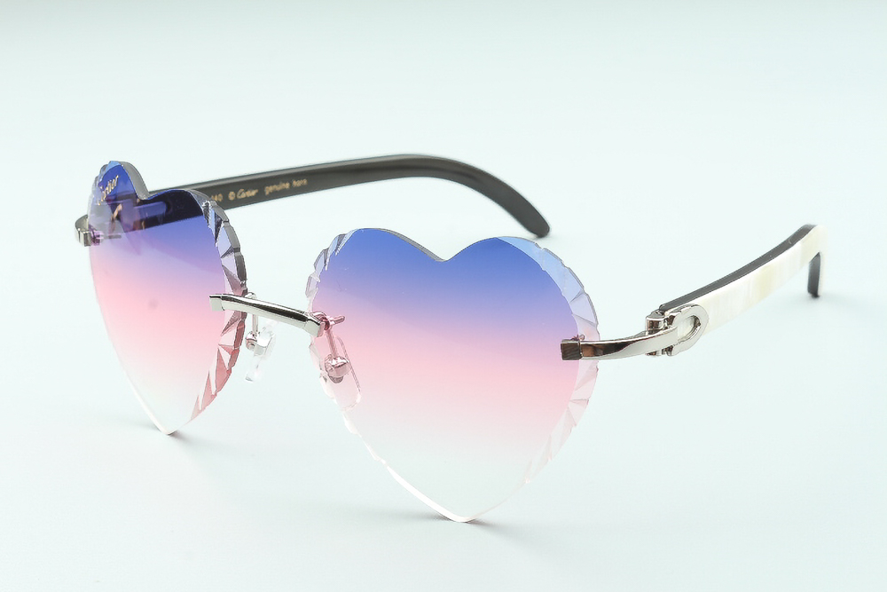  Diamond-Cut Heart-Shaped Carti White Buffs (Pink Tint)