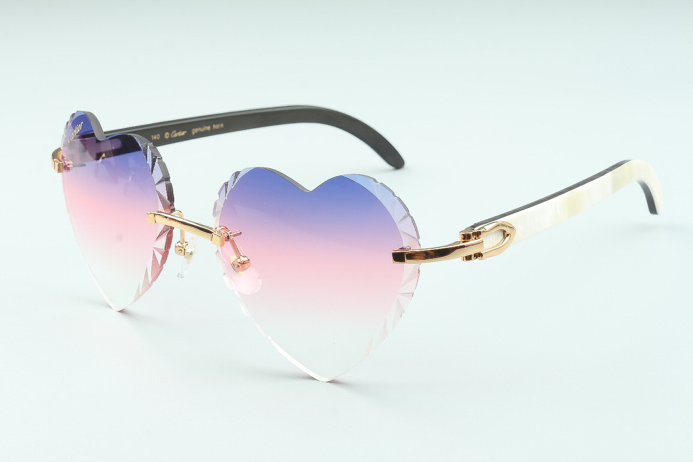 Diamond-Cut Heart-Shaped Carti White Buffs (Pink Tint)
