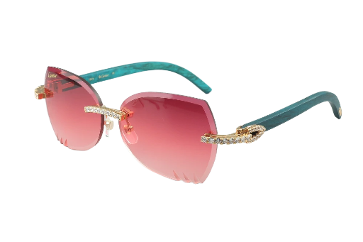 Diamond Teal Carti Woods Sunglasses (Pink Butterfly Lenses)