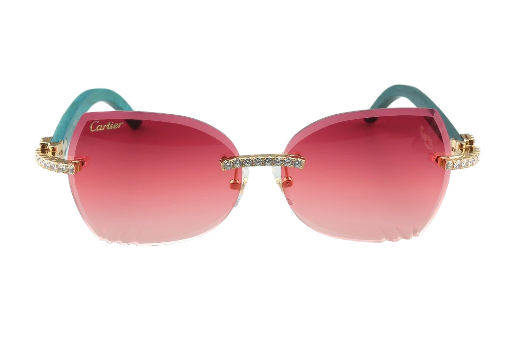 Diamond Teal Carti Woods Sunglasses (Pink Butterfly Lenses)