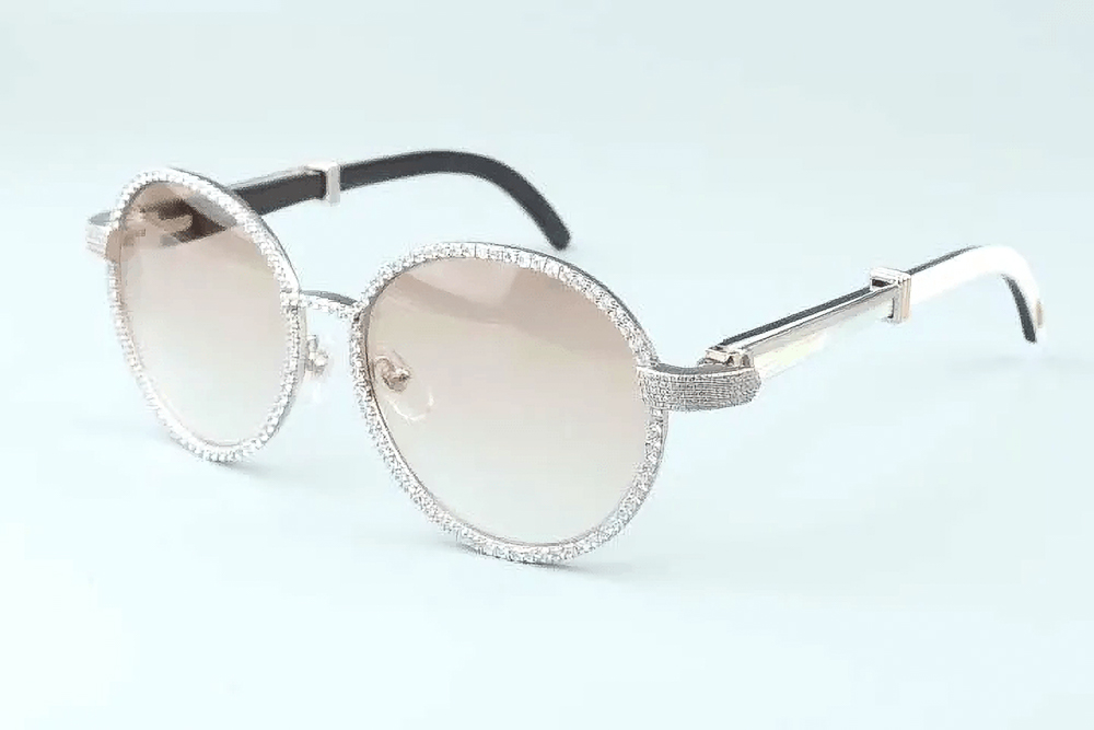 Diamond Carti Aviator White and Black Buffs (Brown Tint)