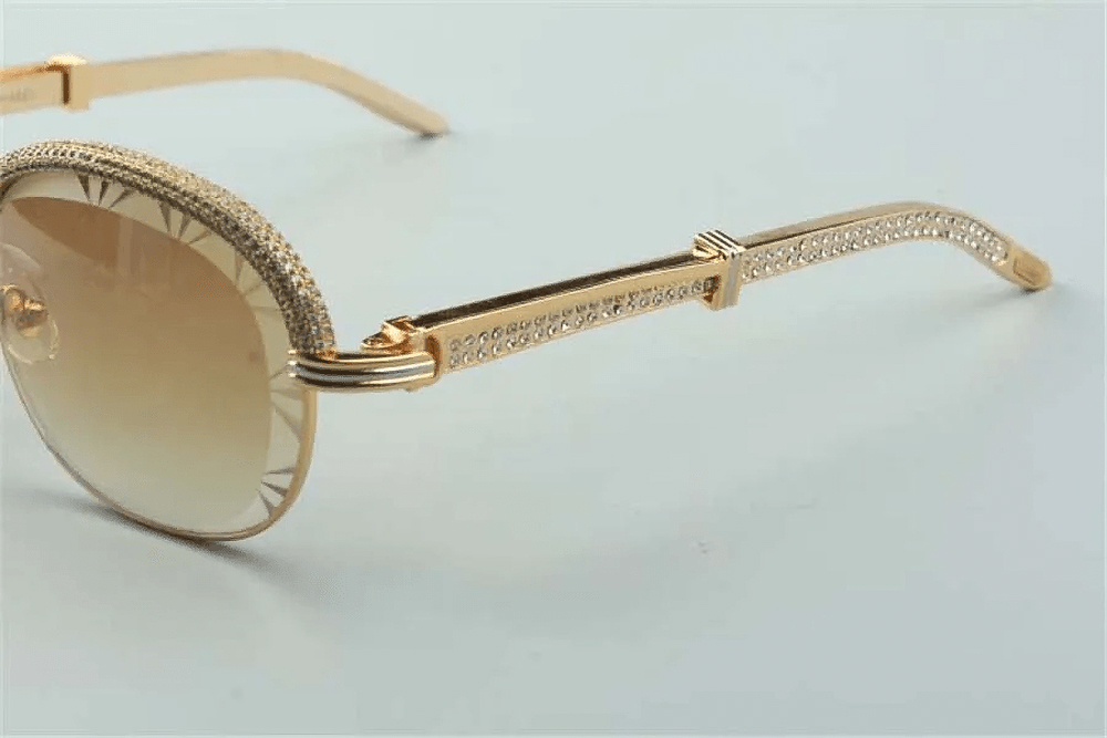 Diamonds and Gold Aviator Carti's (Diamond Cut/ Brown Tint)