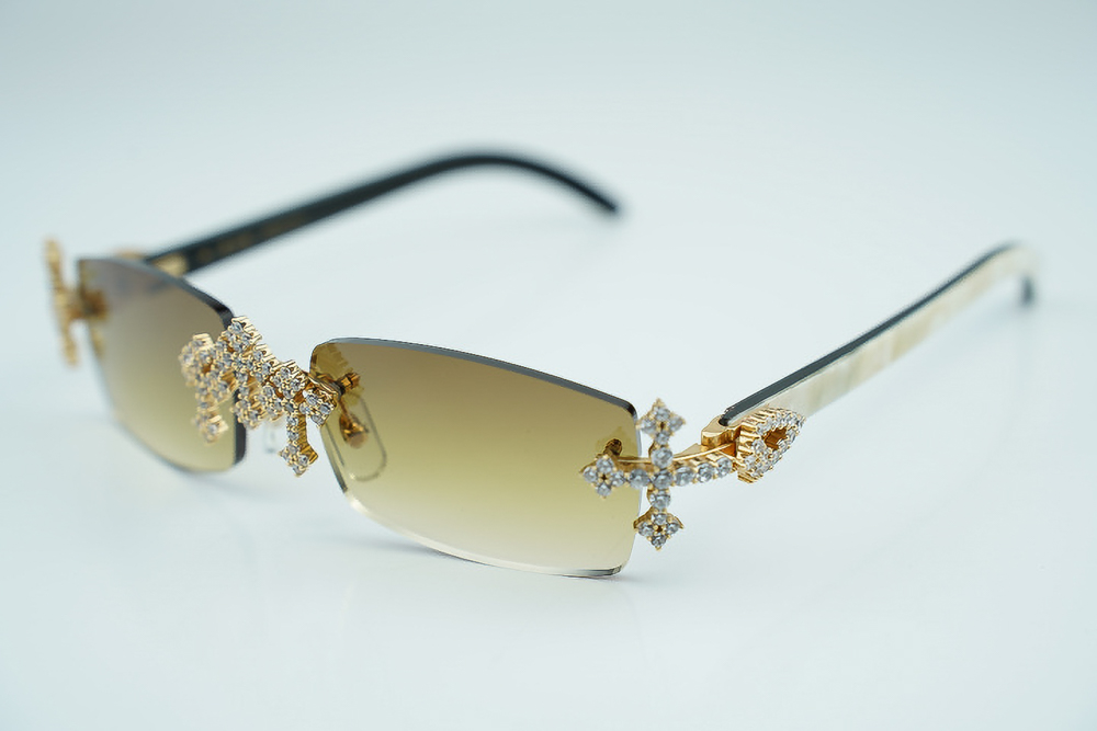 Diamond Tripple Cross Carti White and Black Buffs (Brown Tint)