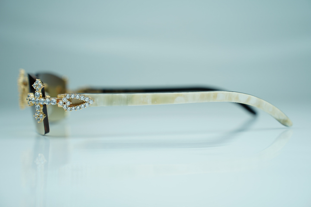 Diamond Tripple Cross Carti White and Black Buffs (Brown Tint)
