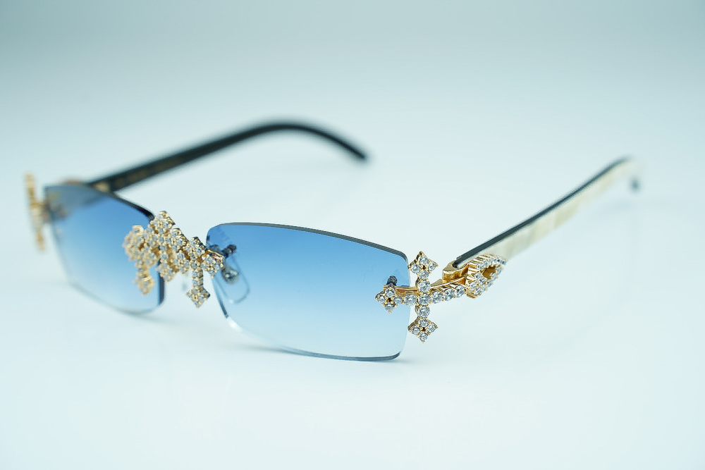 Diamond Tripple Cross Carti White and Black Buffs (Blue Tint)