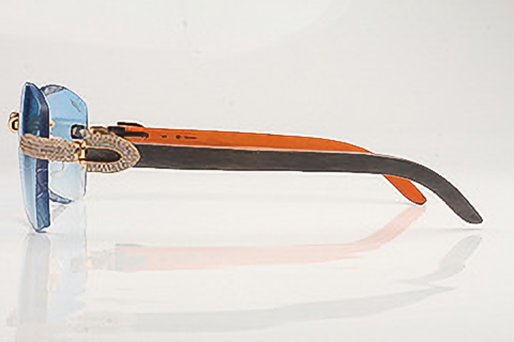 Micro Pave Diamond Carti Orange and Black Woods (Diamond Cut/Blue Tint)
