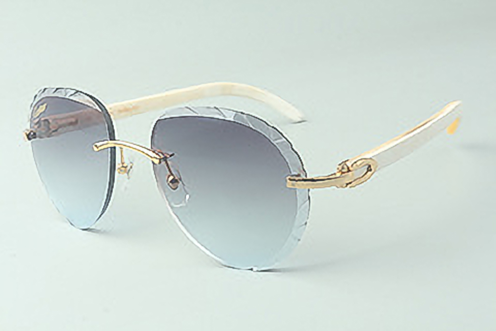 Aviator Carti White Acetates (Diamond Cut/Grey Tint)