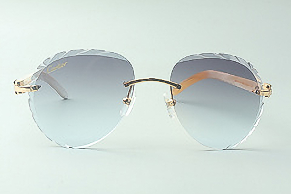 Aviator Carti White Acetates (Diamond Cut/Grey Tint)
