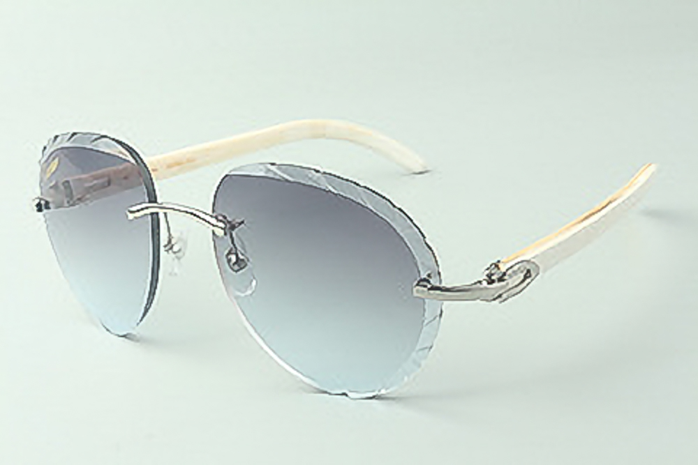 Aviator Carti White Acetates (Diamond Cut/Grey Tint)