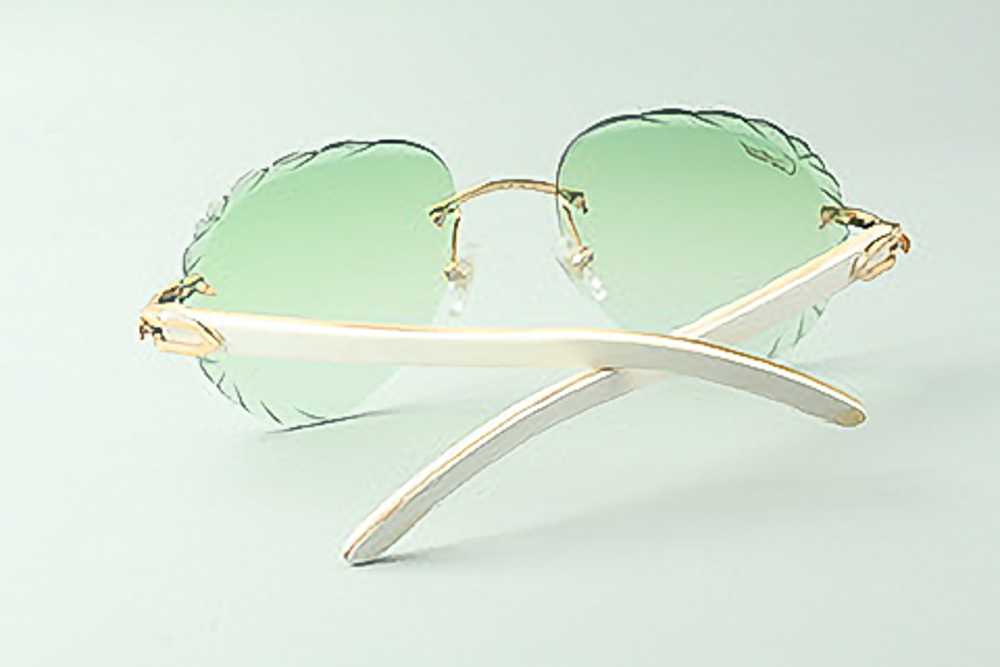 Aviator Carti White Acetates (Diamond Cut/Green Tint)