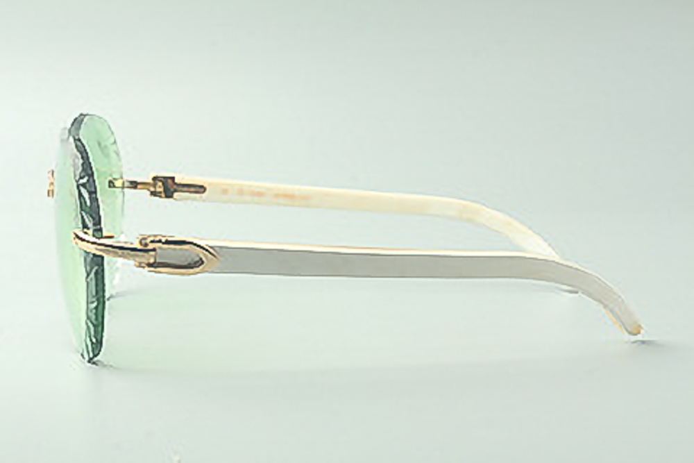 Aviator Carti White Acetates (Diamond Cut/Green Tint)