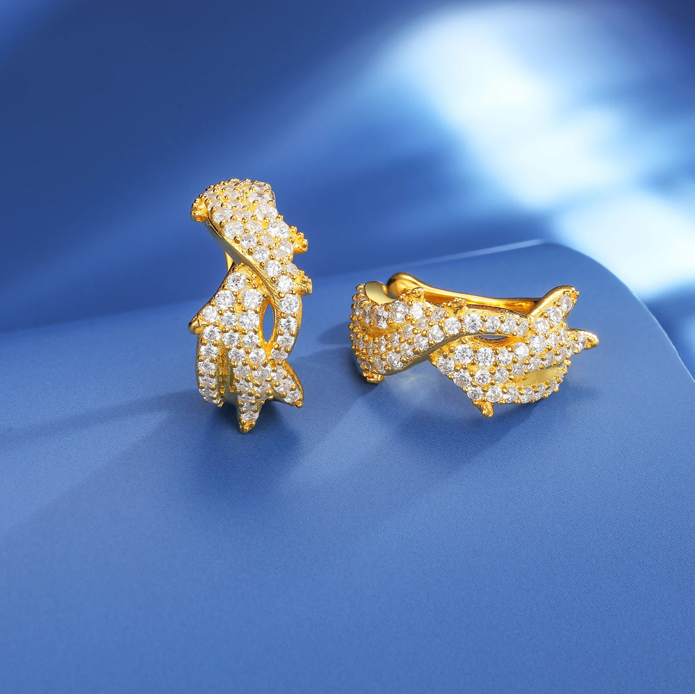 S925 Moissanite Thorns Circle Clip Earring – VVS D Color, 18K White Gold Plated