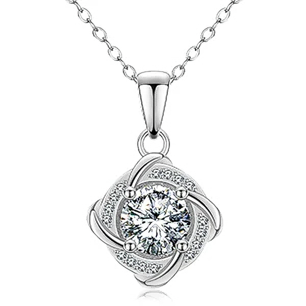 1 Carat Real Moissanite "Fiona" Pendant Necklace for Women – VVS1 D Color, 925 Sterling Silver with 18K White Gold Plating