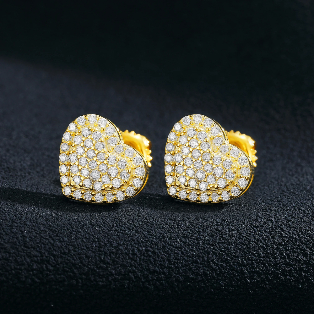 The Amoura Studs™ – 100% Real Moissanite Heart Earrings in 925 Sterling Silver or 18K Gold Plated Finish