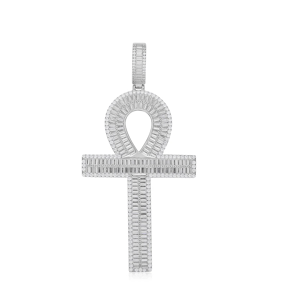 The Elias Cross™ – Moissanite Baguette Pendant in 925 Silver, Available in 3 Sizes (MEDIUM) – VVS1 D Color