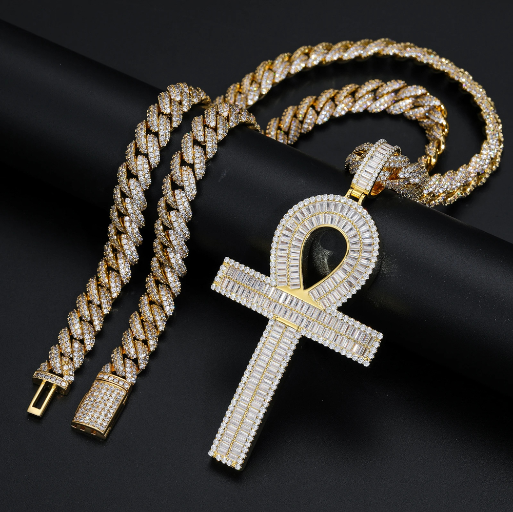 The Elias Cross™ – Moissanite Baguette Pendant in 925 Silver, Available in 3 Sizes (LARGE) – VVS1 D Color
