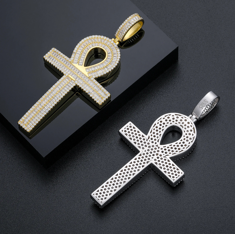 The Elias Cross™ – Moissanite Baguette Pendant in 925 Silver, Available in 3 Sizes (LARGE) – VVS1 D Color