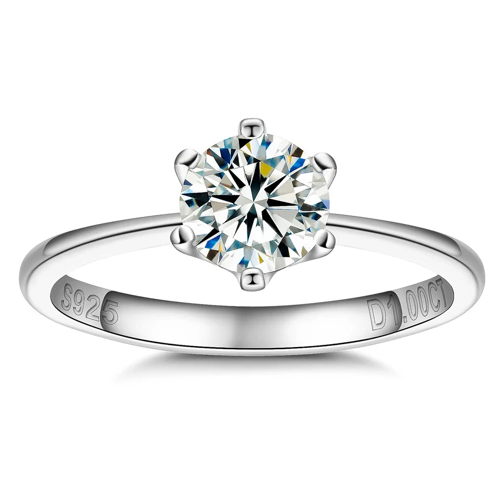 The Solaris Ring™ – 2 Carat D Color VVS1 Moissanite Solitaire Wedding Ring with Moissanite Eternity Band in 925 Sterling Silver