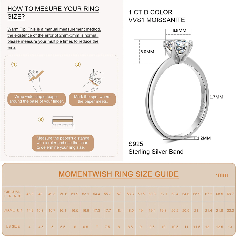 The Solaris Ring™ – 2 Carat D Color VVS1 Moissanite Solitaire Wedding Ring with Moissanite Eternity Band in 925 Sterling Silver