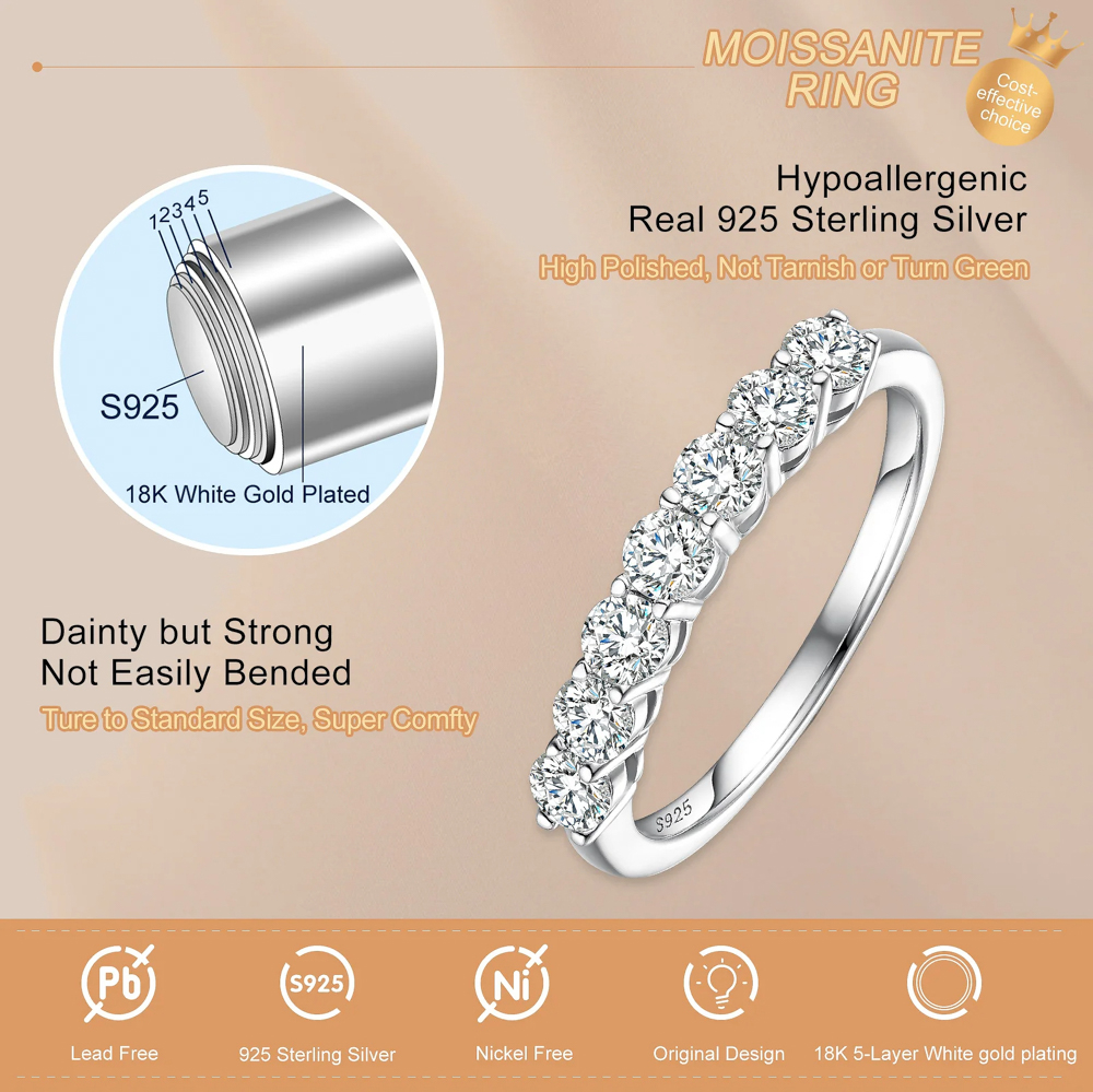 The Amaris Ring 2™ – 0.7 Carat D Color VVS1 Moissanite Solitaire Wedding Ring with Moissanite Eternity Band in 925 Sterling Silver