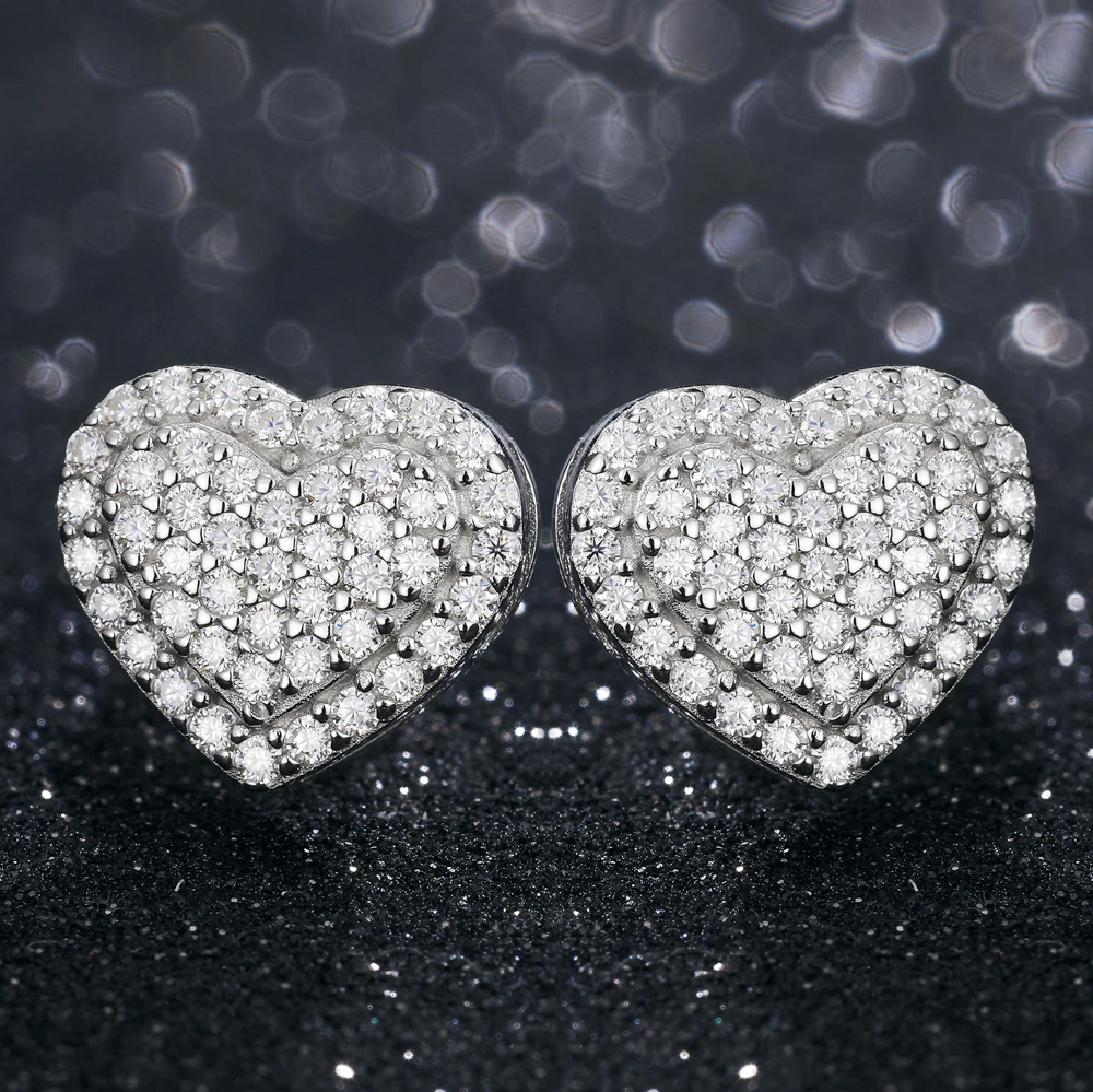 The Amoura Studs™ – 100% Real Moissanite Heart Earrings in 925 Sterling Silver or 18K Gold Plated Finish