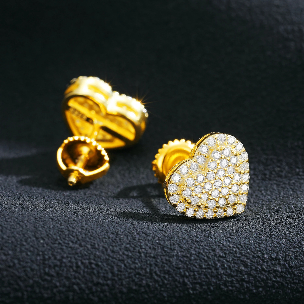The Amoura Studs™ – 100% Real Moissanite Heart Earrings in 925 Sterling Silver or 18K Gold Plated Finish