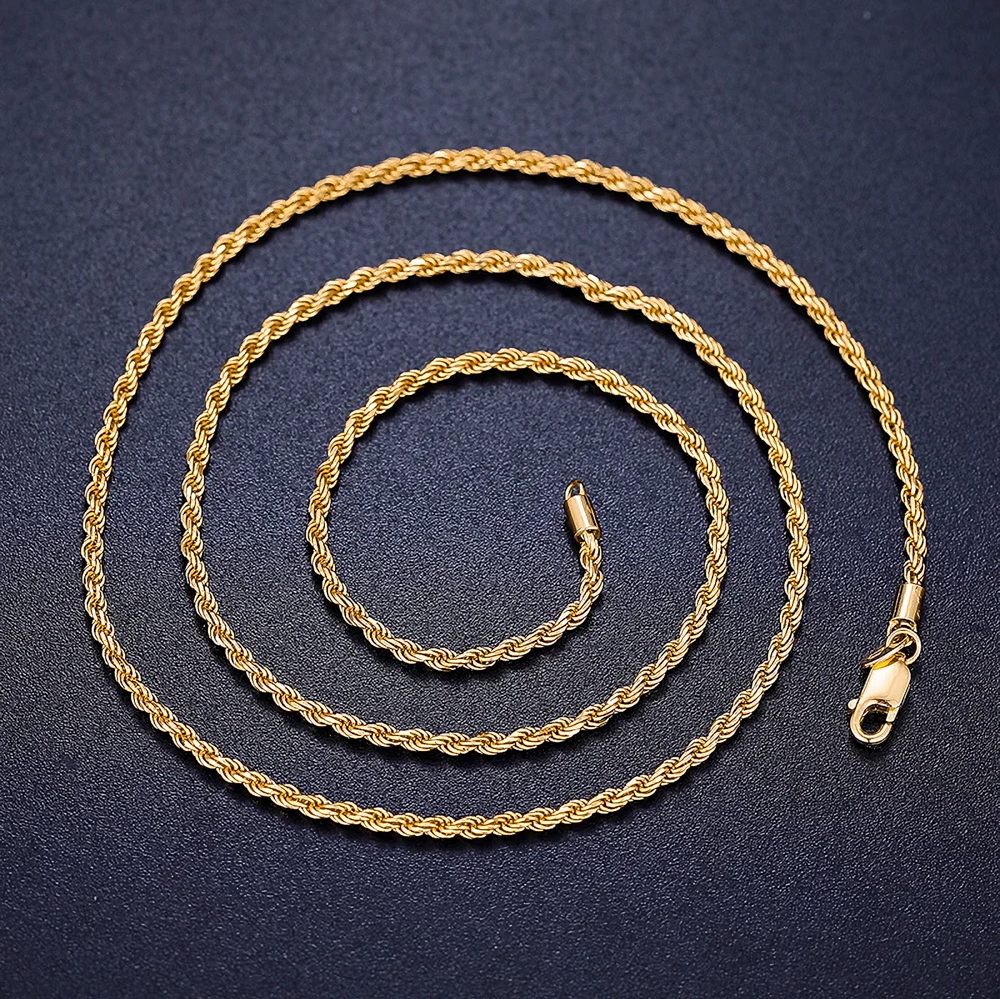 The Nero Rope Chain™ – 2.5mm 925 Sterling Silver Waterproof Rope Necklace for Men & Women – Gold or Silver Finish