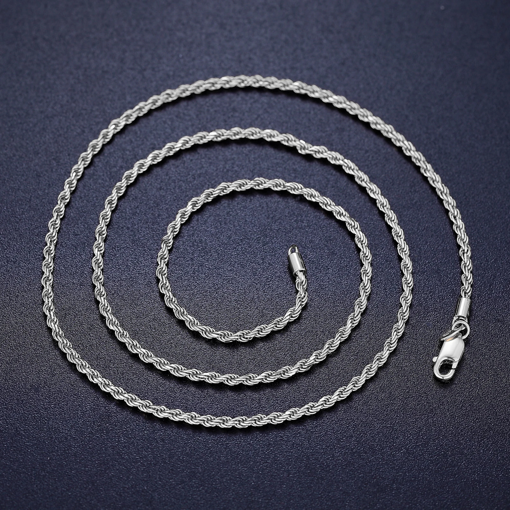 The Nero Rope Chain™ – 2.5mm 925 Sterling Silver Waterproof Rope Necklace for Men & Women – Gold or Silver Finish