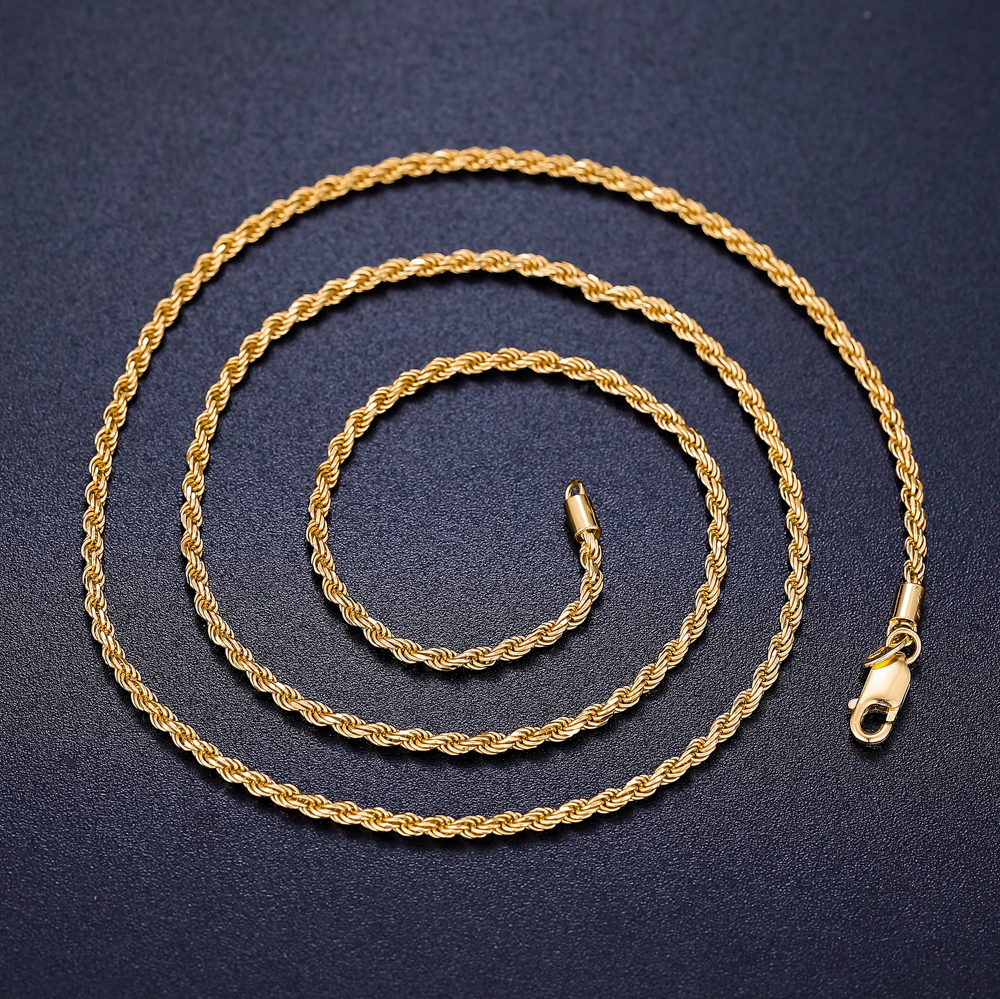 The Nero Rope Chain™ – 2.5mm 925 Sterling Silver Waterproof Rope Necklace for Men & Women – Gold or Silver Finish