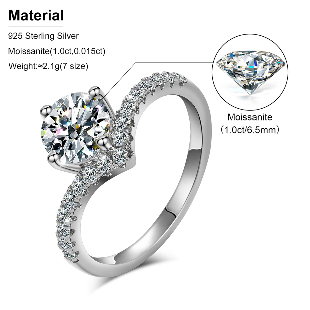 The Elara Ring™ – 1.0 Carat D Color Moissanite Wedding Ring for Women in 925 Sterling Silver