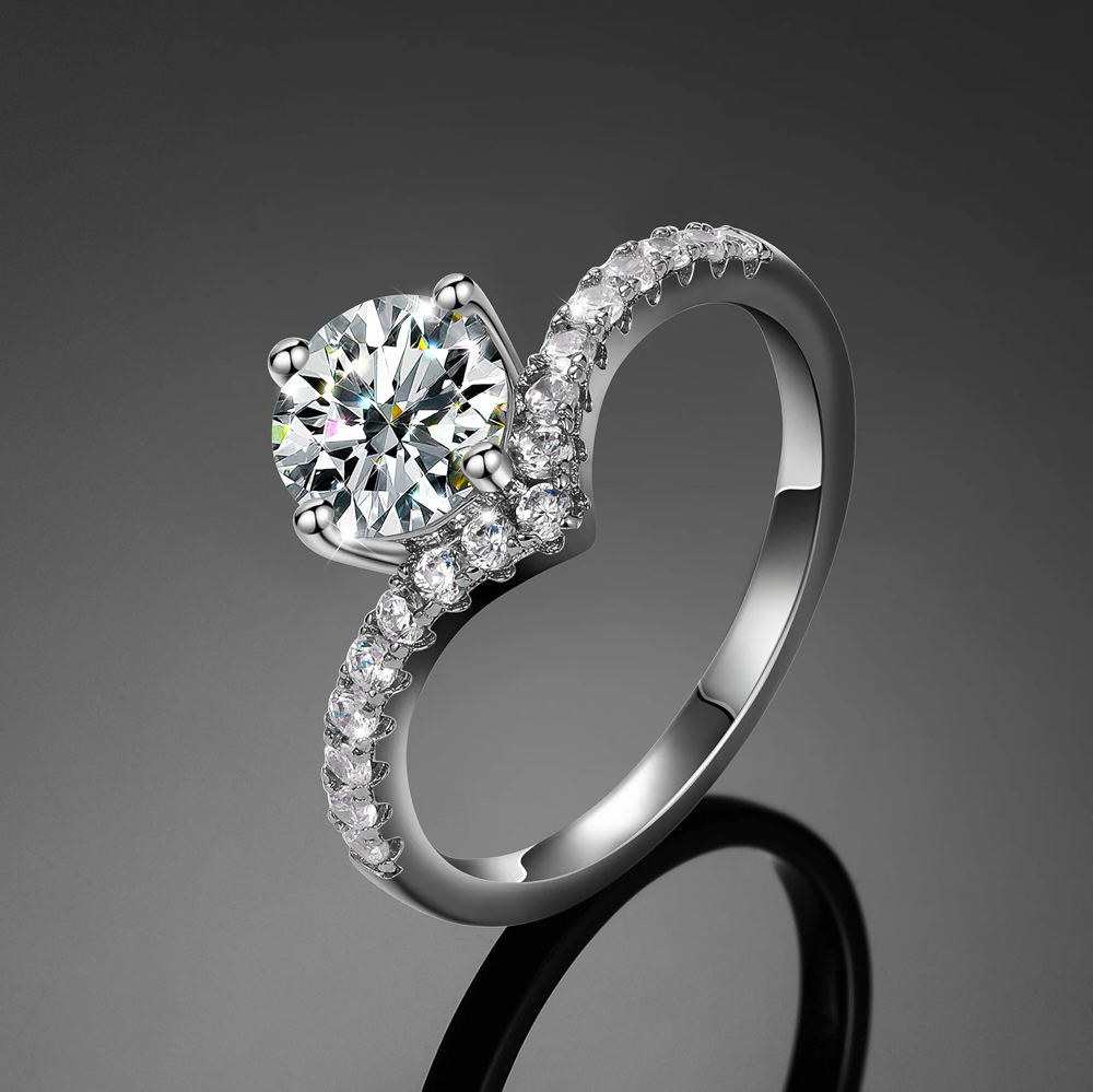 The Elara Ring™ – 1.0 Carat D Color Moissanite Wedding Ring for Women in 925 Sterling Silver