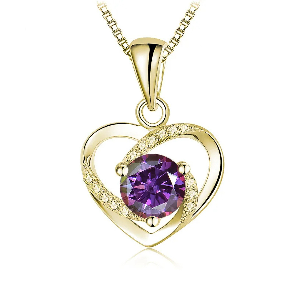 The Isalyn Heart™ – 1.0 Carat Colored Moissanite Heart Pendant Necklace in 18K Gold over Sterling Silver (10 Brilliant Variants)