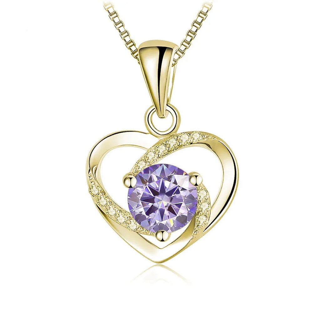 The Isalyn Heart™ – 1.0 Carat Colored Moissanite Heart Pendant Necklace in 18K Gold over Sterling Silver (10 Brilliant Variants)