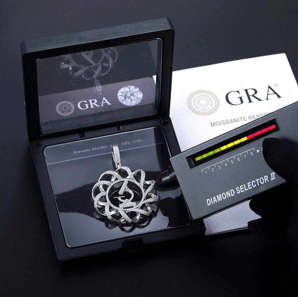The Zephira Helix™ – DNA-Inspired Moissanite Pendant Necklace in 925 Sterling Silver with D Color VVS1 Stones & GRA Certification
