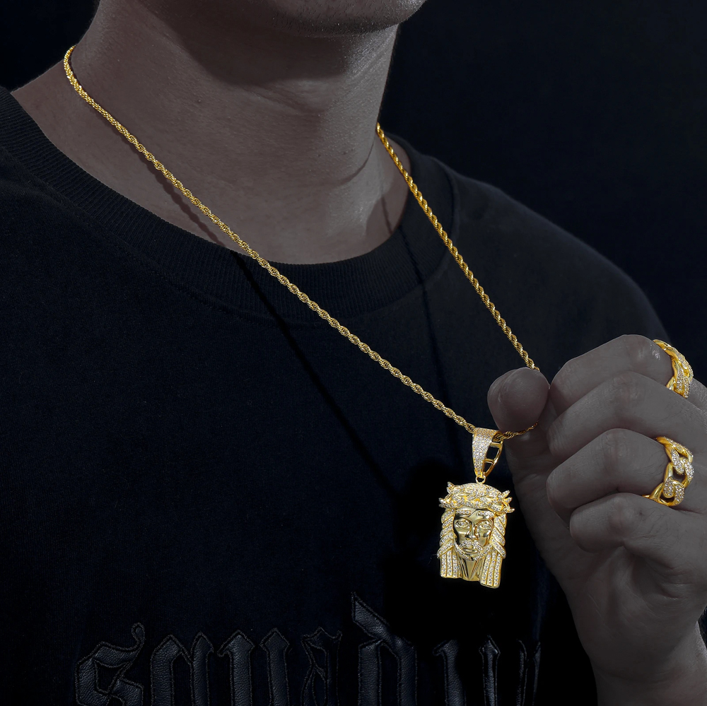 The Solomon Pendant™ – Moissanite Jesus Head Necklace in 925 Sterling Silver or 18K Gold Finish (Passes Diamond Tester, GRA Certified)