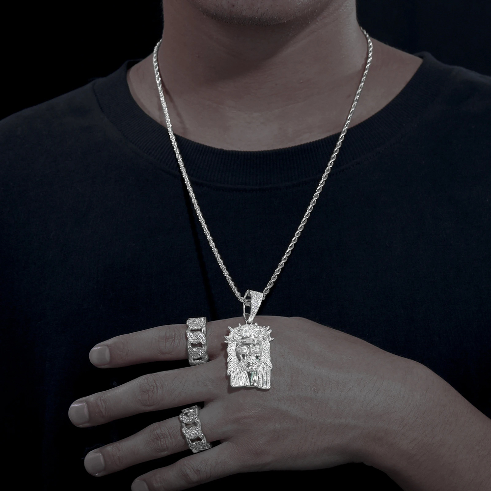The Solomon Pendant™ – Moissanite Jesus Head Necklace in 925 Sterling Silver or 18K Gold Finish (Passes Diamond Tester, GRA Certified)