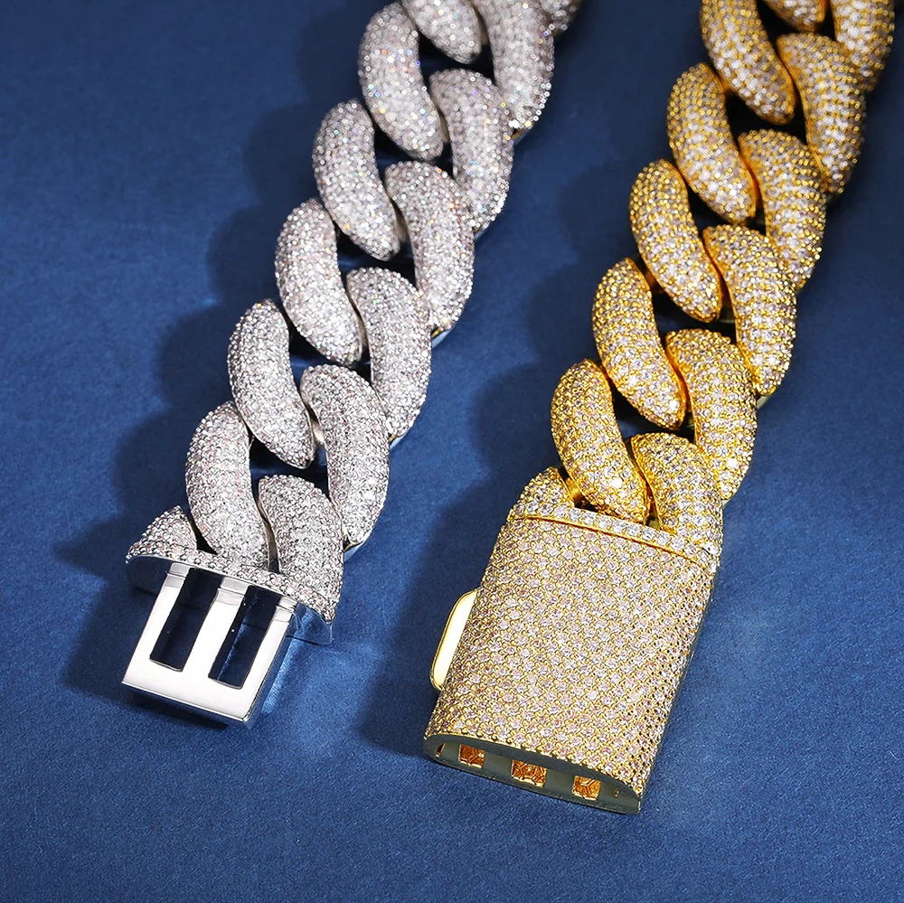 The Valenore Chain™ – 12mm GRA-Certified Moissanite Cuban Link Chain in Sterling Silver or 18K Gold Plating (Diamond-Tested Iced Out Jewelry)