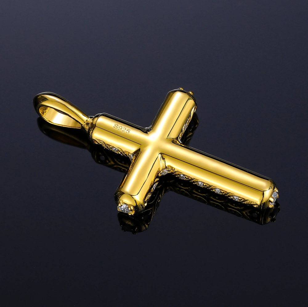 The Elysian Cross™ – Vintage Moissanite Cross Pendant Necklace in 925 Sterling Silver with GRA-Certified D Color Stones