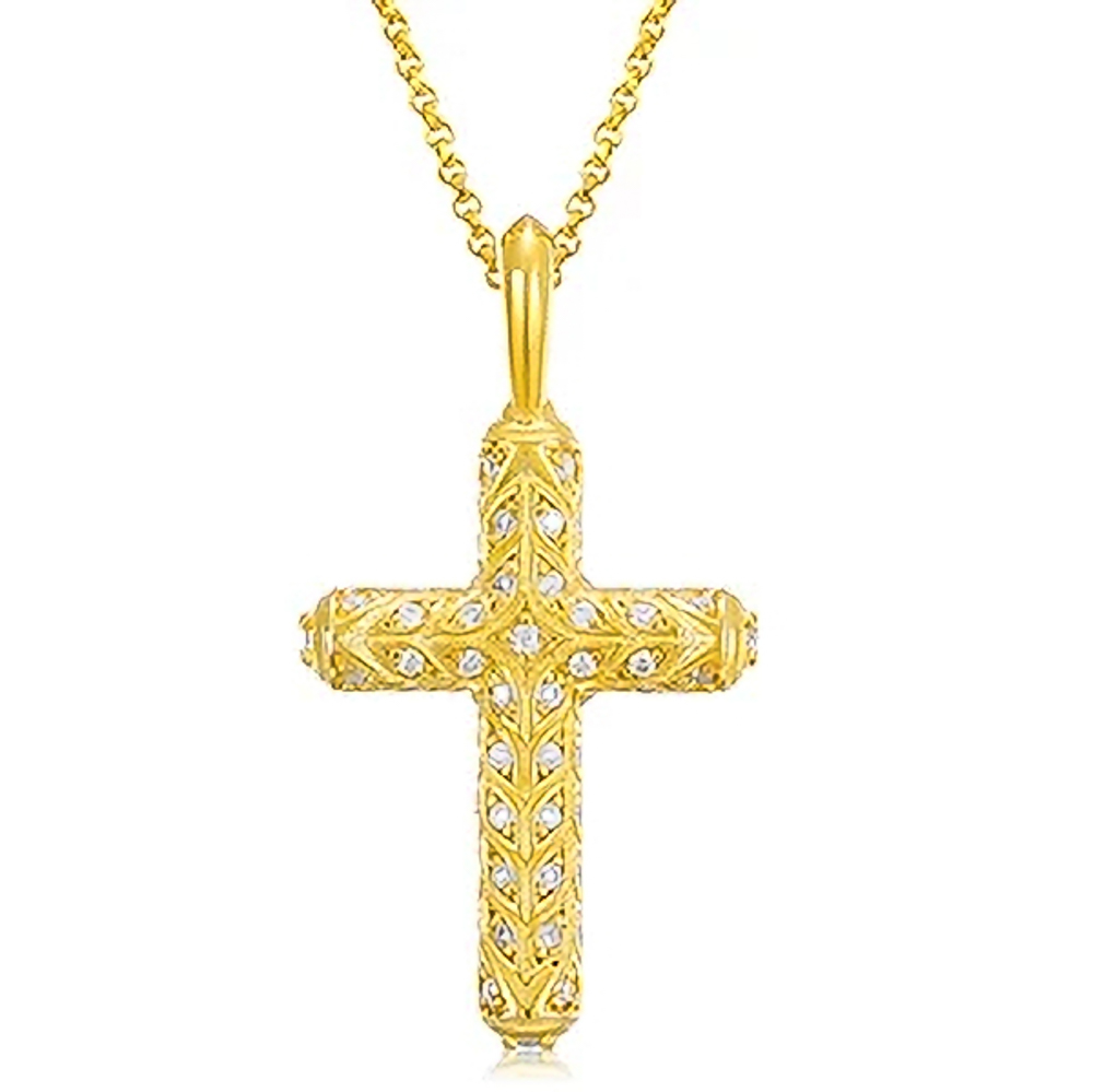 The Elysian Cross™ – Vintage Moissanite Cross Pendant Necklace in 925 Sterling Silver with GRA-Certified D Color Stones
