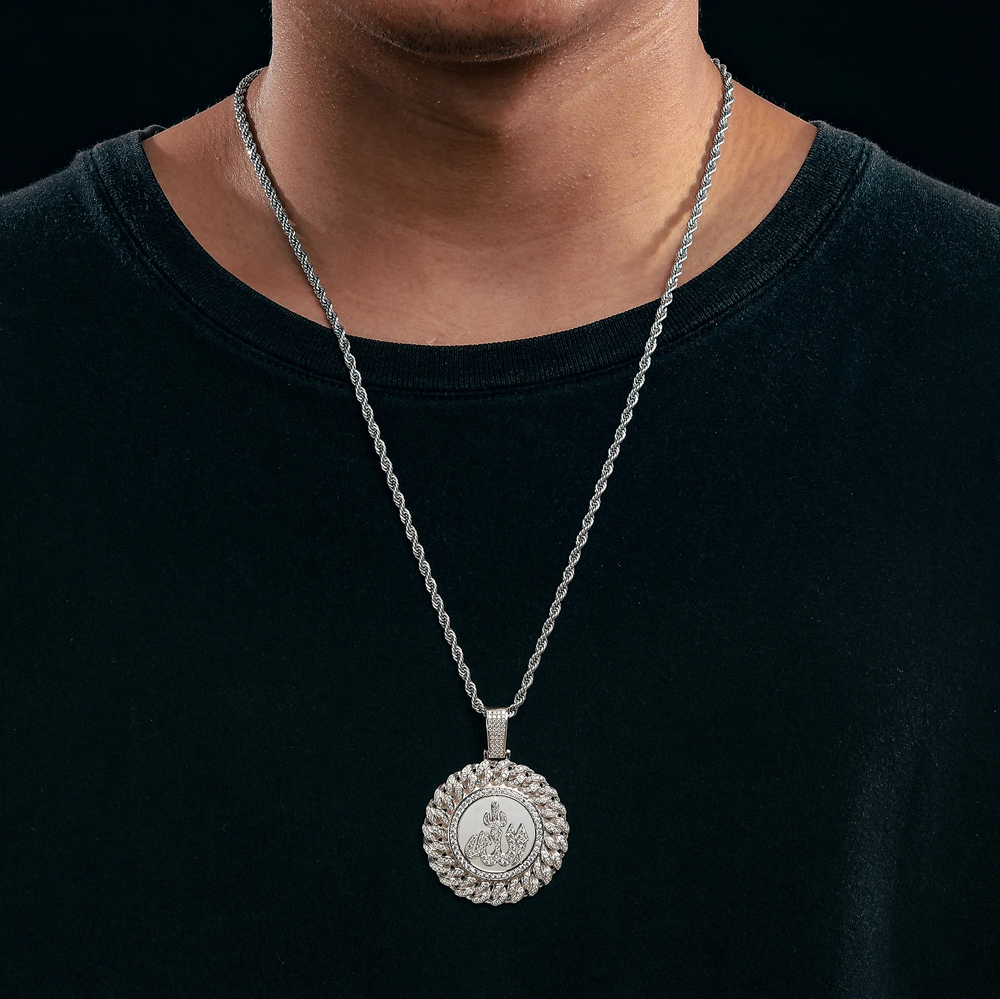 The Nasir Crest™ – Iced-Out Allah Pendant Necklace in 925 Sterling Silver with Moissanite & Rope Chain | Religious Muslim Hip-Hop Jewelry 