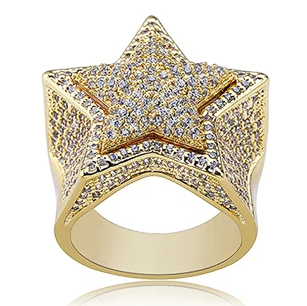The Astryx Nova™ – Iced Star Ring in 925 Sterling Silver or Gold Finish with D Color VVS Moissanite Stones