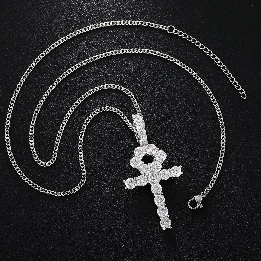 Zariah Ankh™ – 8.1ct D-Color Moissanite Ankh Pendant in 925 Sterling Silver with GRA Certification | Hip Hop Luxury Jewelry