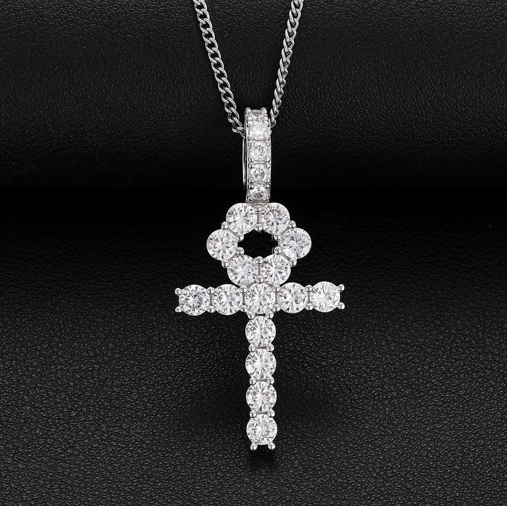 Zariah Ankh™ – 8.1ct D-Color Moissanite Ankh Pendant in 925 Sterling Silver with GRA Certification | Hip Hop Luxury Jewelry