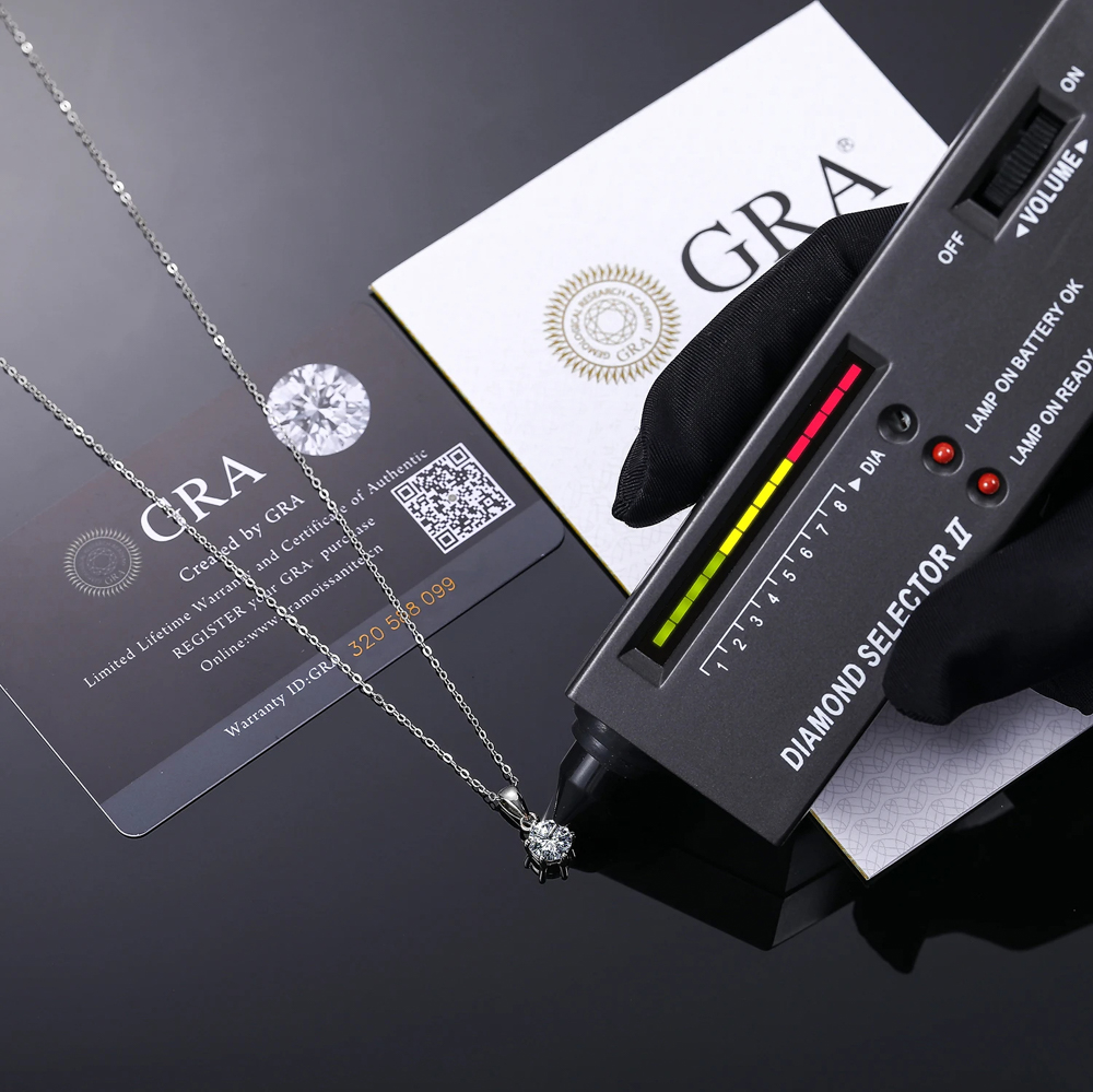 Selene Clarity™ – 1 Carat 6-Claw D Color VVS Moissanite Solitaire Necklace in 925 Sterling Silver with GRA Certification