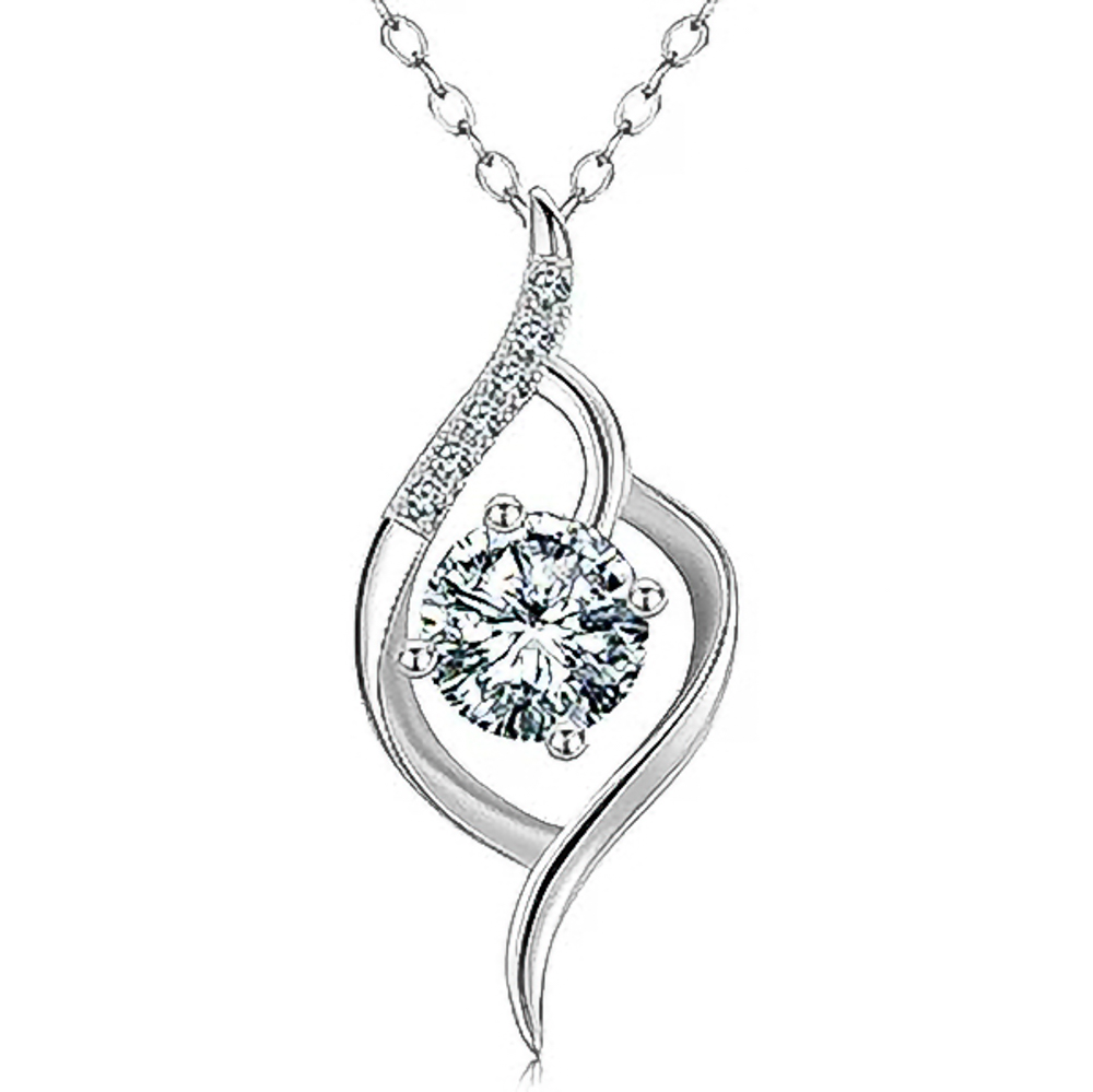 Seren Valora™ – 1 Carat Moissanite Pendant Necklace in 925 Sterling Silver | D Color Round Cut | GRA Certified