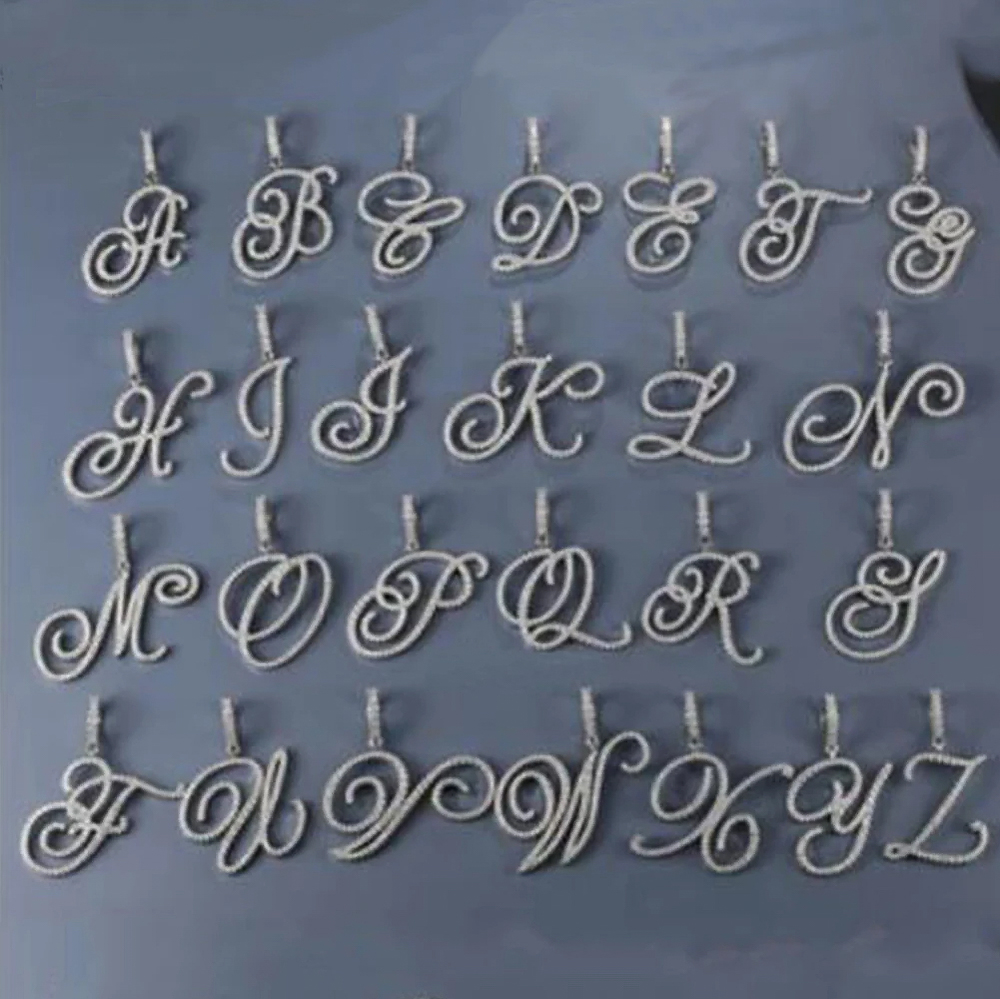 The Celestine Script™ – Moissanite Cursive Letter Pendant Necklace in 925 Sterling Silver or Gold Finish (26 Letters, GRA Certified)